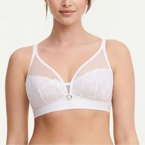 Chantelle Graphic Support Lace Wireless Bra - White Size 34E- 36D